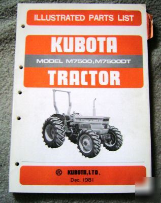 Kubota M7500 M7500DT tractor parts catalog manual book