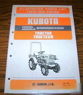 Kubota B4200D 4WD tractor parts catalog manual book