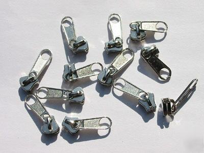 #3 molded plastic zipper sliders long-pull nickel 50PCS