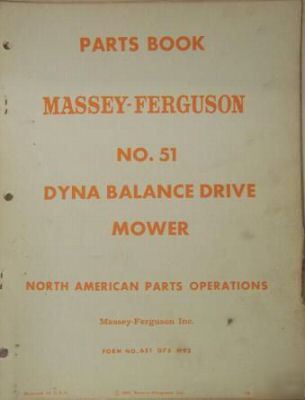 1961 massey ferguson 51 sickle mower parts manual