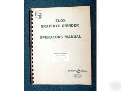 Elox operators manual for graphite grinder