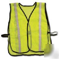 High visibility mesh vest lime/orange stripe, 2 sizes 
