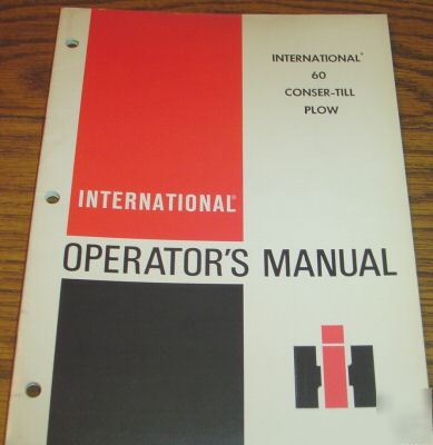 Ih 60 conser-till plow operator's manual book catalog