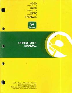 John deere operator's manual 8560 8760 8960 tractors