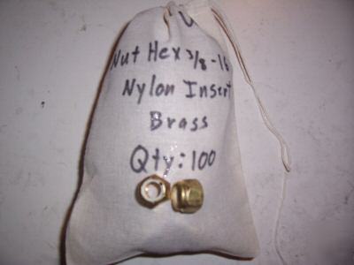 Nut hex 3/8 - 16 nylon insert brass