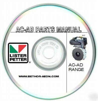 Lister petter ac and ad engine parts manual cd