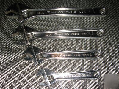 Snap on 6, 8, 10, and 12IN adjustable wrench set vg 