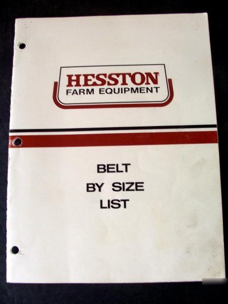 Hesston belt identification manual chart