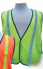Lime safety vest with reflective stripes, lot of 5