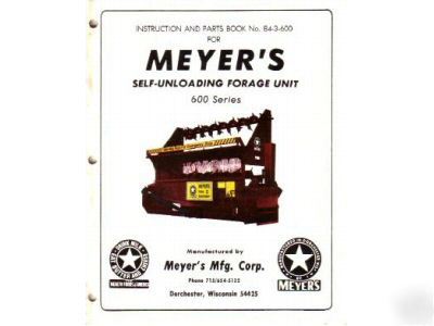 Meyers instruction parts manual 600 series forage box