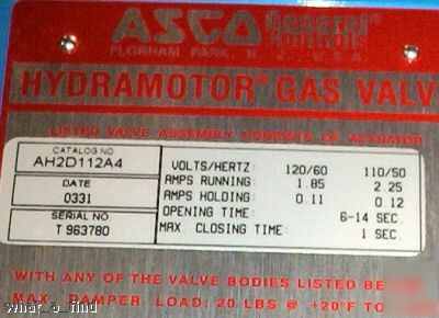 New asco hydramotor actuator AH2D112A4 AH2D gas valve 
