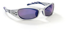 New fuel glasses metallic silver frame, blu mirror lens- 