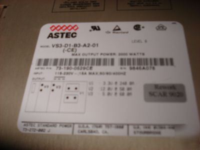 Astec dc power supply 73-190-0529CE 2000 watts 