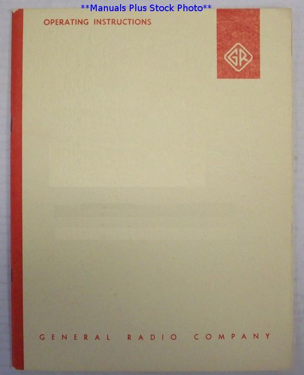 General radio gr 1750-a op/service manual - $5 shipping