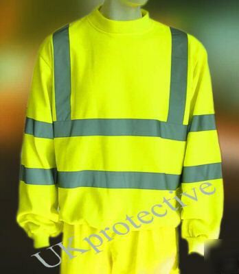 Hi vis viz yellow sweatshirt, sweat, workwear - large