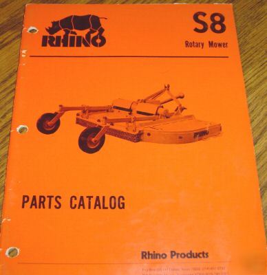 Rhino S8 rotary mower parts catalog manual book