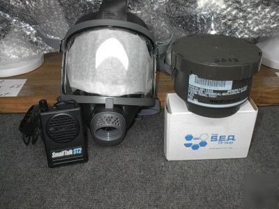 New sea/sundstrom fp pro nbc gas mask w/smart talk
