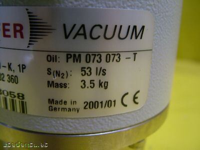 Pfeiffer vacuum turbomolecular turbopump tmh 064