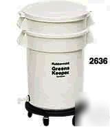 Brute greenskeeper container with lid & dolly white