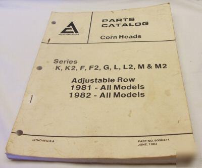 Parts catalog corn heads 1981-1982 model allis chalmers