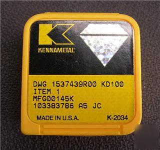 Kennametal dwg 1537439R00 KD100 carbide diamond insert