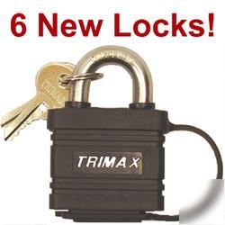 New 6 trimax weatherproof padlocks,key lock,warranty, 