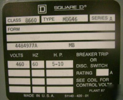 Square d breaker trip solid state 8660 MDG46 ser: a