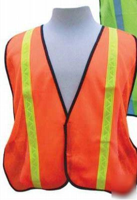 Orange safety vest with reflective stripes, lot of 5