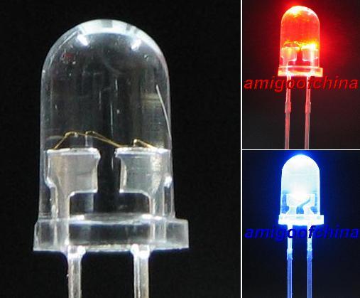 3MM 15X red / blue flash led light alarm free resistor