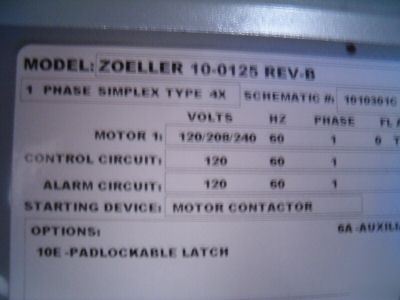 New zoeller pump control panel one phase simplex 4X