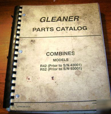 Gleaner R42 & R52 combine parts catalog book agco ac