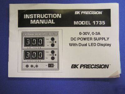 Bk precision model 1735 power supply instruction manual