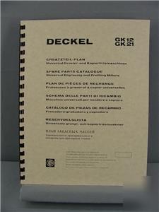 Deckel GK12 & GK21 profile miller parts manual