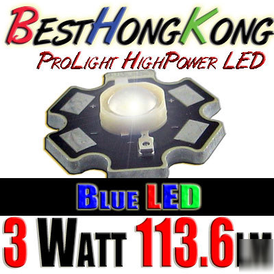 High power led set of 1000 prolight 3W blue 113.6 lumen