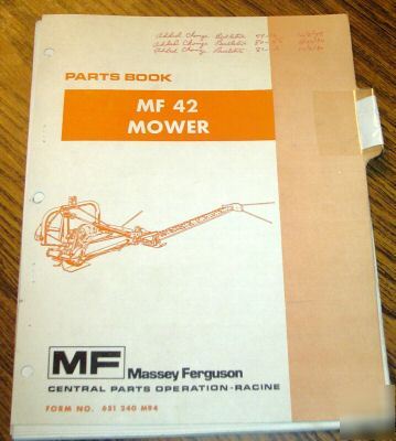Massey ferguson mf 42 mower parts catalog book manual