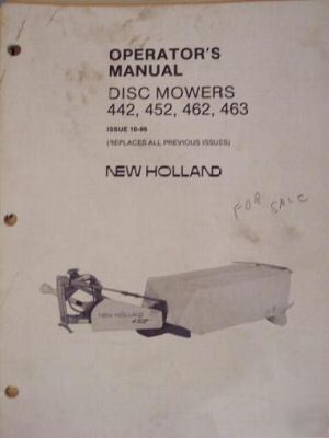 New holland 442,452,462,463 dis mowers operators manual