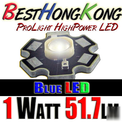 High power led set of 10 prolight 1W blue 51.7 lumen