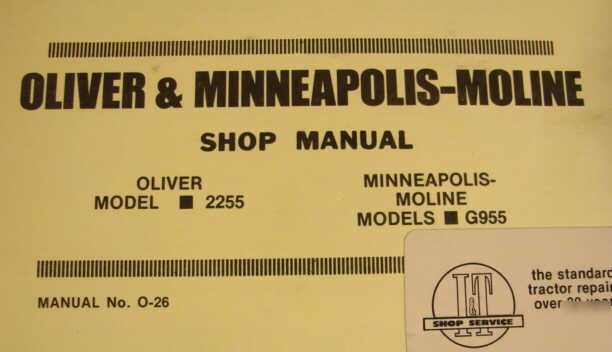 Oliver 2255+ mm G955-G1355 tractor i&t service manual