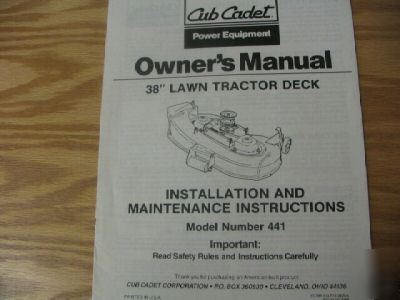 Cub cadet 38 inch lawn tractor deck owners manual 441