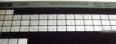 Kubota L245H tractor parts book catalog microfiche