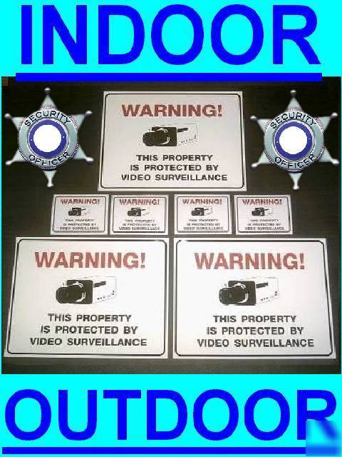 Lot of color security cameras warning sign+adt'l decals