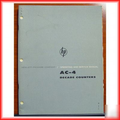 Hewlett packard hp ac-4 decade counters service manual