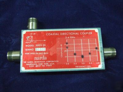Narda coaxial directional coupler 3003-20 2-4GHZ 20DB