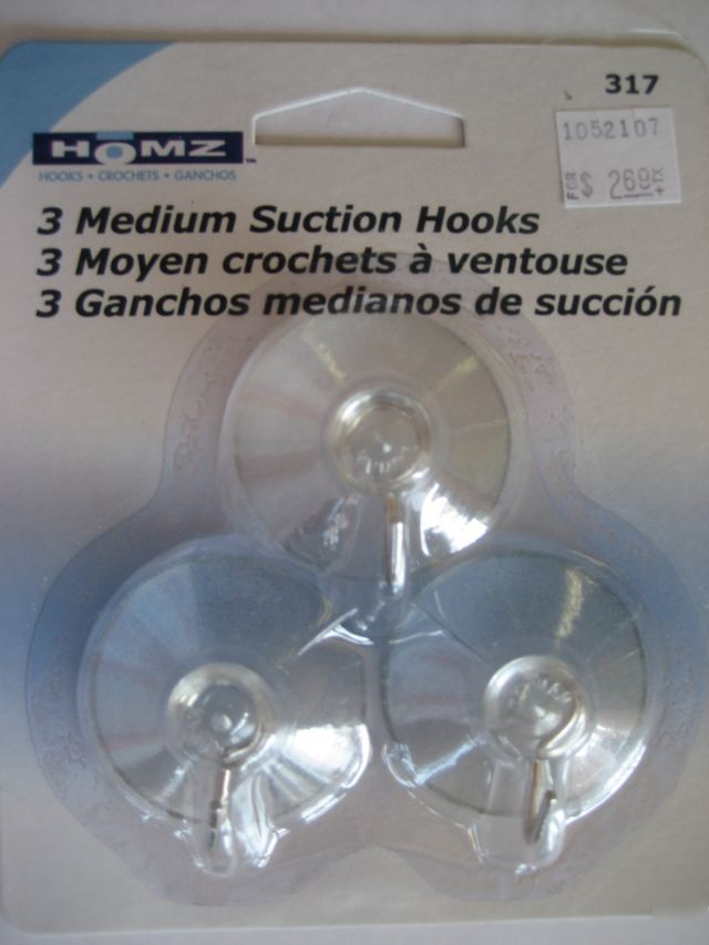 3 medium suction cup hooks-hmz 317