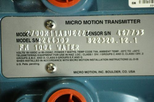 Micro motion transmitter 2700R11ABUEZZZ 244309 3600734