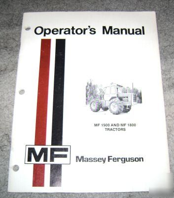 Massey ferguson 1500 & 1800 tractor operator's manual