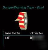 Glow in the dark danger warning tape w/ red stripe 