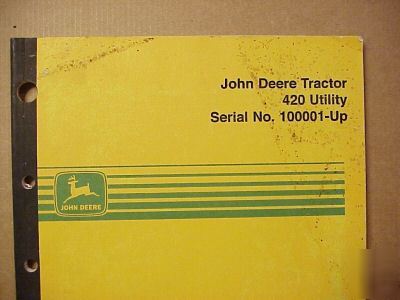 John deere tractor 420 utility factory operator manual 