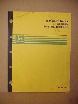 John deere tractor 420 utility factory operator manual 