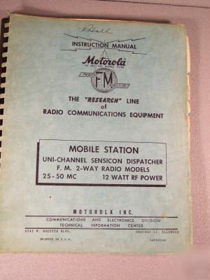 Motorola mobil sensicon instruction manual vintage '50